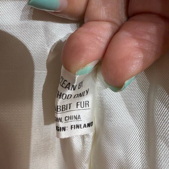 Sergio Valente Cream Dyed Rabbit Fur Vintage Jacket Sz M - Picture 8 of 14